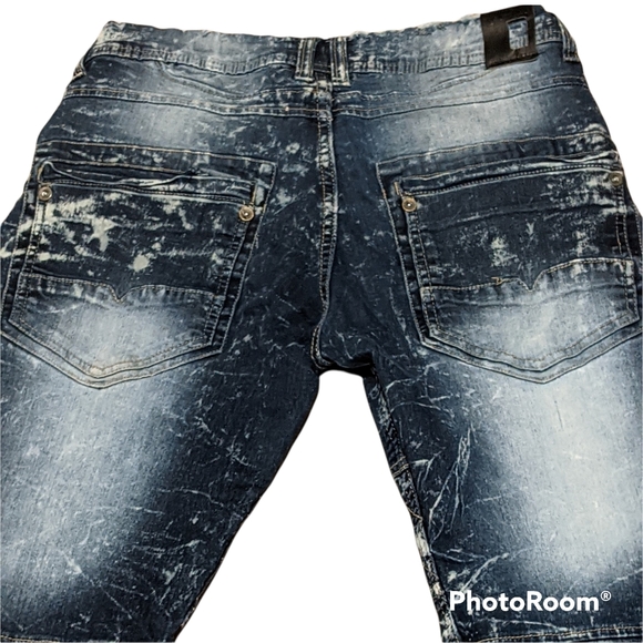 Twenty two oz stone washed distressed destroyed indigo joggers men's 31 * 30 - Picture 7 of 11